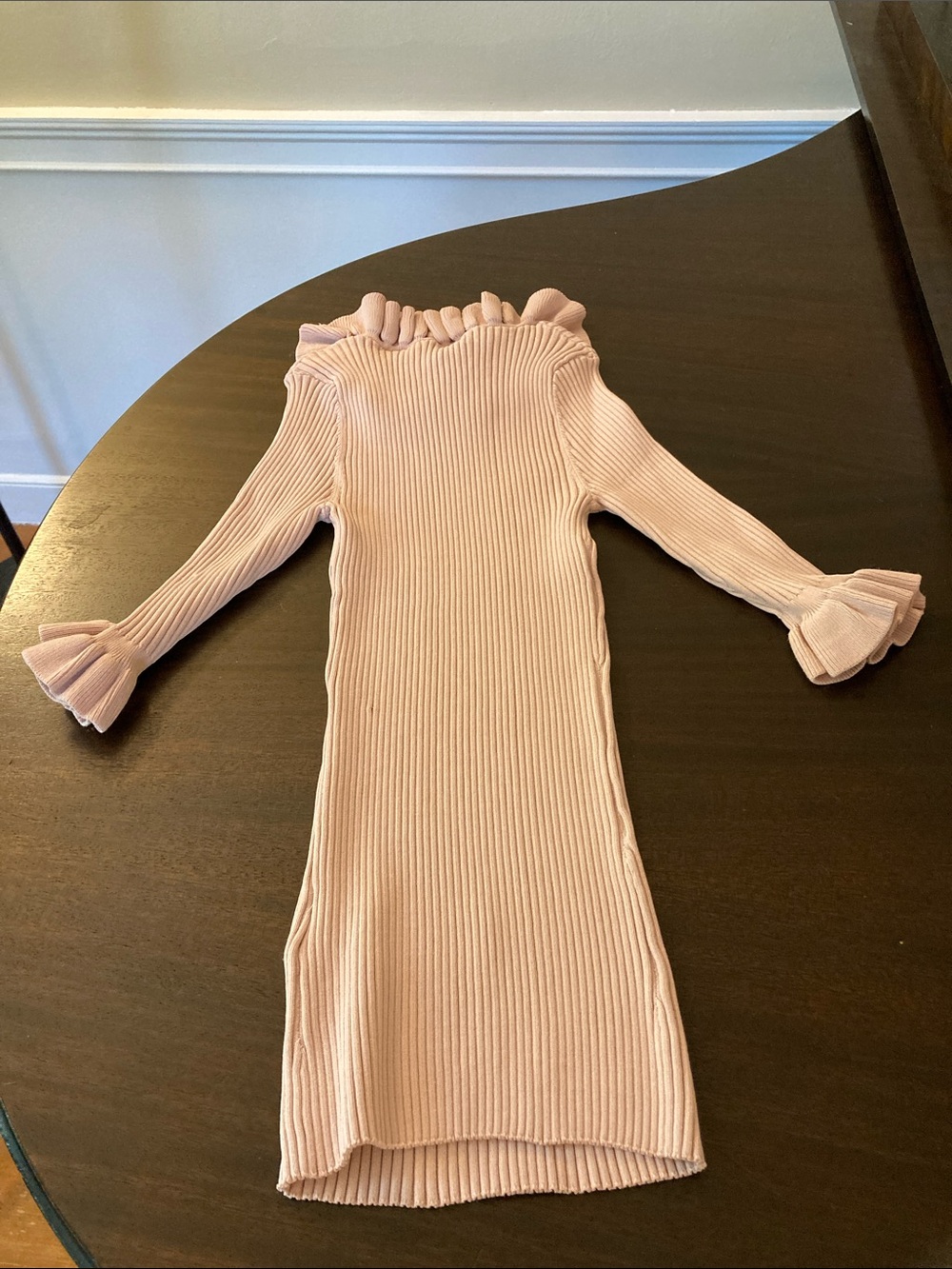 Ted Baker Lilac Ribbed Ruffle top, Size 1 - Picture 2 of 5